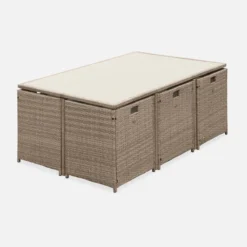 sweeek Set tavolo da giardino in resina con 10 poltrone + copertura protettiva