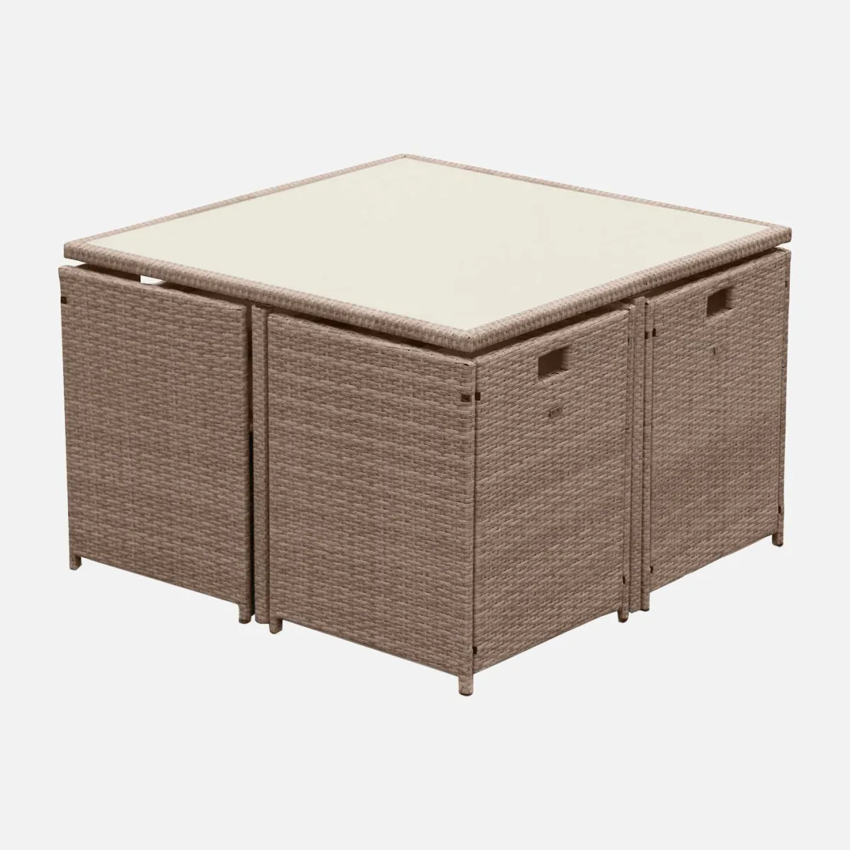 sweeek Set tavolo da giardino in resina con 8 poltrone + copertura di protezione