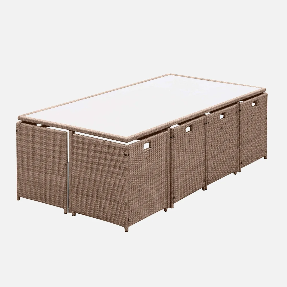 sweeek Set tavolo da giardino in resina con 12 poltrone + copertura di protezione
