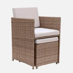 sweeek Set tavolo da giardino in resina con 12 poltrone + copertura di protezione