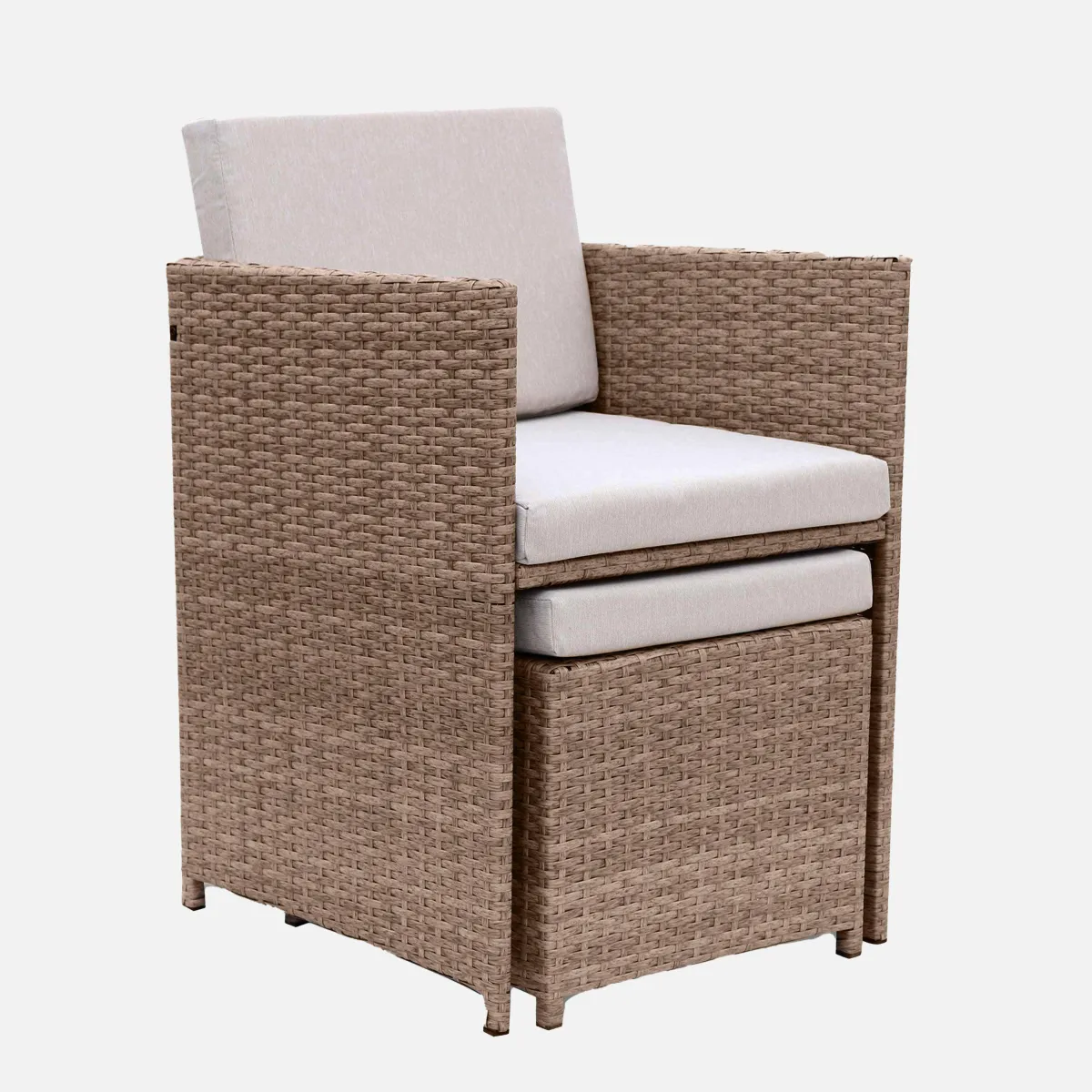 sweeek Set tavolo da giardino in resina con 12 poltrone + copertura di protezione