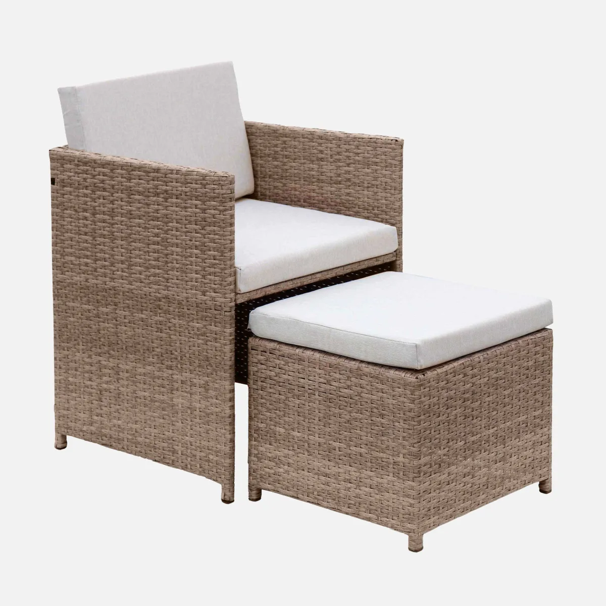 sweeek Set tavolo da giardino in resina con 12 poltrone + copertura di protezione