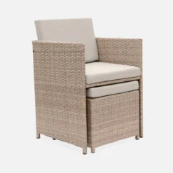 sweeek Set tavolo da giardino in resina intrecciata con 6-10 posti