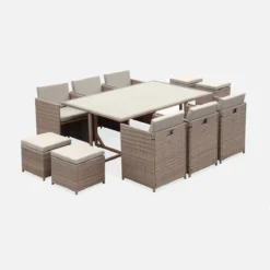 sweeek Set tavolo da giardino in resina intrecciata con 6-10 posti