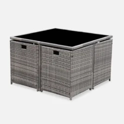 sweeek Set tavolo da giardino in resina intrecciata con 4-8 posti