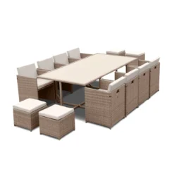 sweeek Set tavolo da giardino in resina intrecciata con 8-12 poltrone