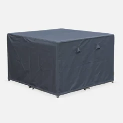 sweeek Set tavolo da giardino in resina con 8 poltrone + copertura di protezione