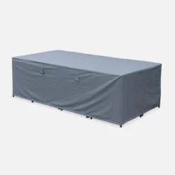 sweeek Set tavolo da giardino in resina con 12 poltrone + copertura di protezione
