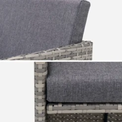 sweeek Set tavolo da giardino in resina con 12 poltrone + copertura di protezione