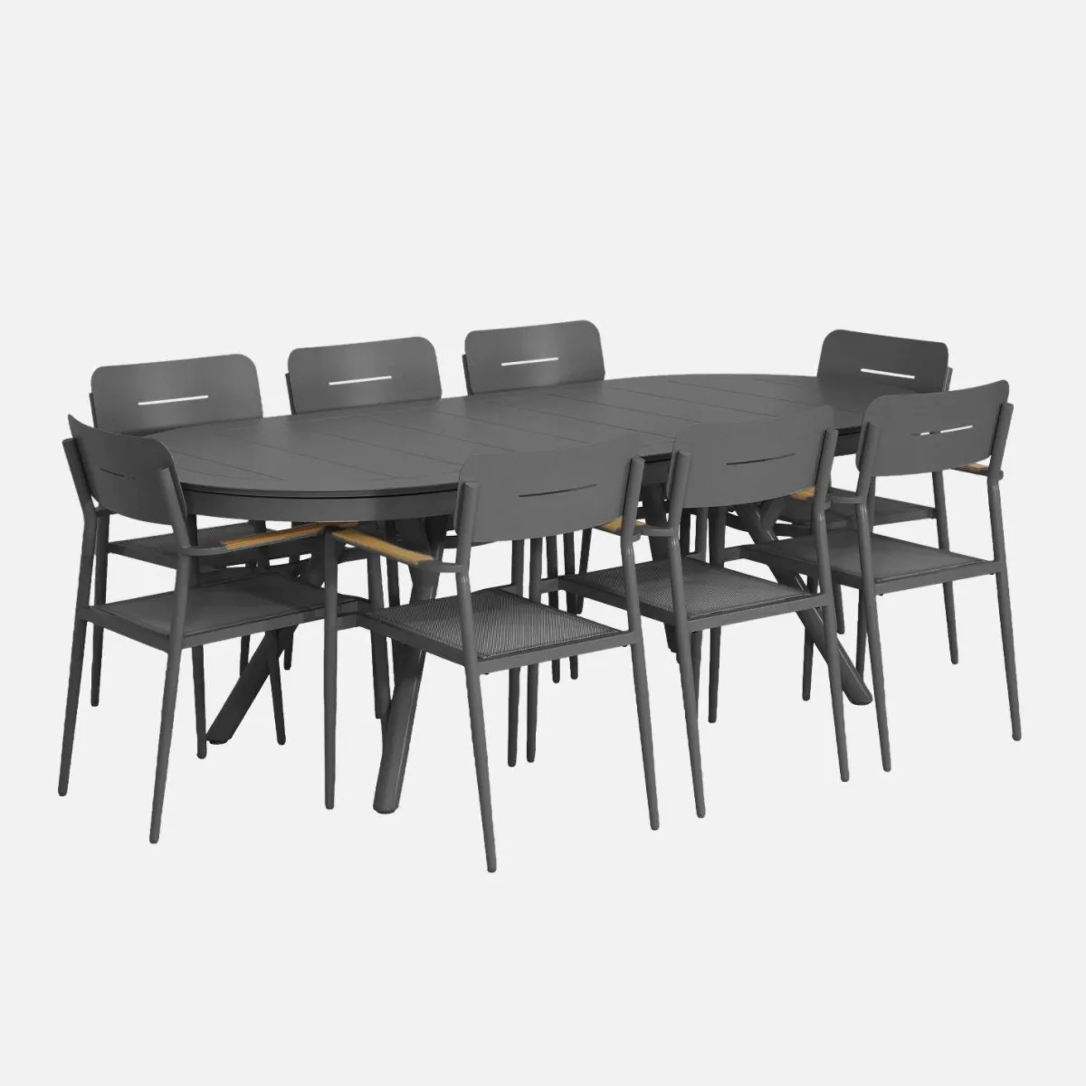 sweeek Set tavolo da giardino ovale allungabile in alluminio con 8 sedie
