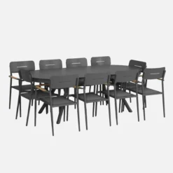 sweeek Set tavolo da giardino ovale allungabile in alluminio con 10 sedie