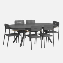 sweeek Set tavolo da giardino ovale allungabile in alluminio con 6 sedie