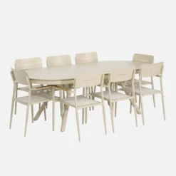 sweeek Set tavolo da giardino ovale allungabile in alluminio con 8 sedie