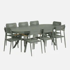 sweeek Set tavolo da giardino ovale allungabile in alluminio con 8 sedie