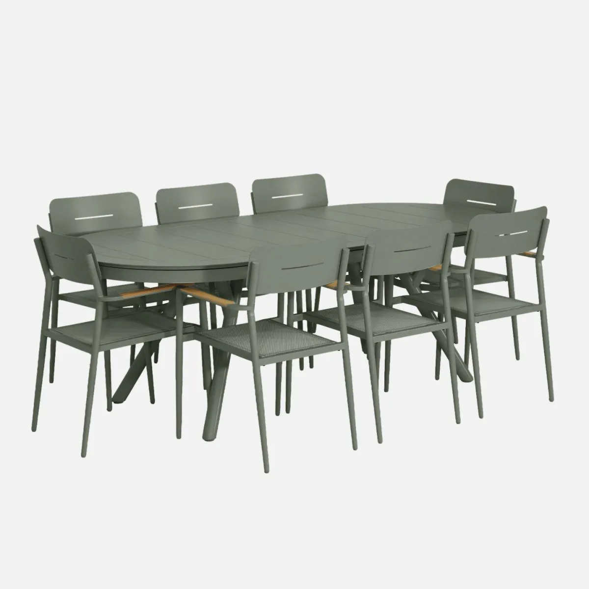 sweeek Set tavolo da giardino ovale allungabile in alluminio con 8 sedie