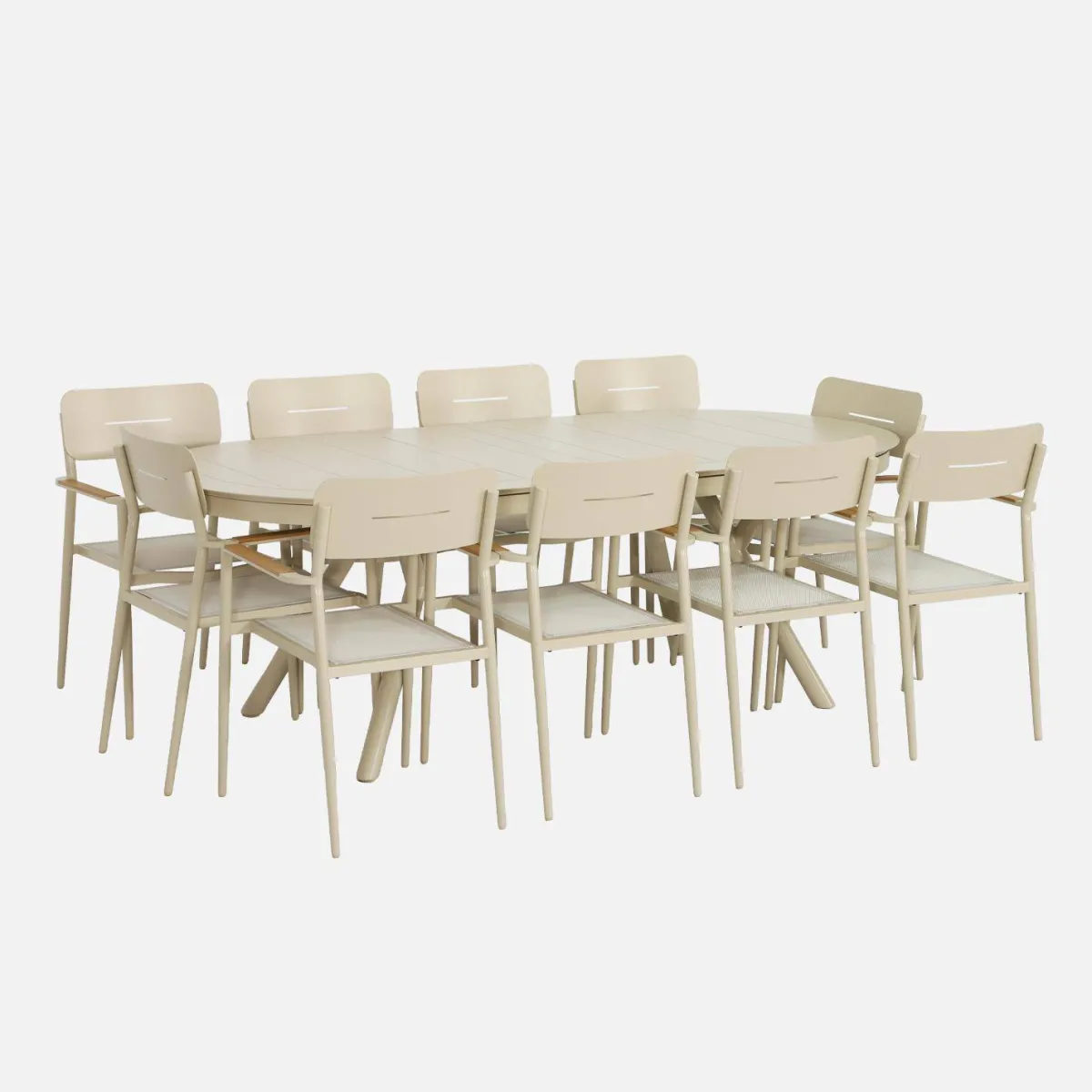 sweeek Set tavolo da giardino ovale allungabile in alluminio con 10 sedie