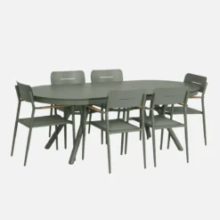 sweeek Set tavolo da giardino ovale allungabile in alluminio con 6 sedie