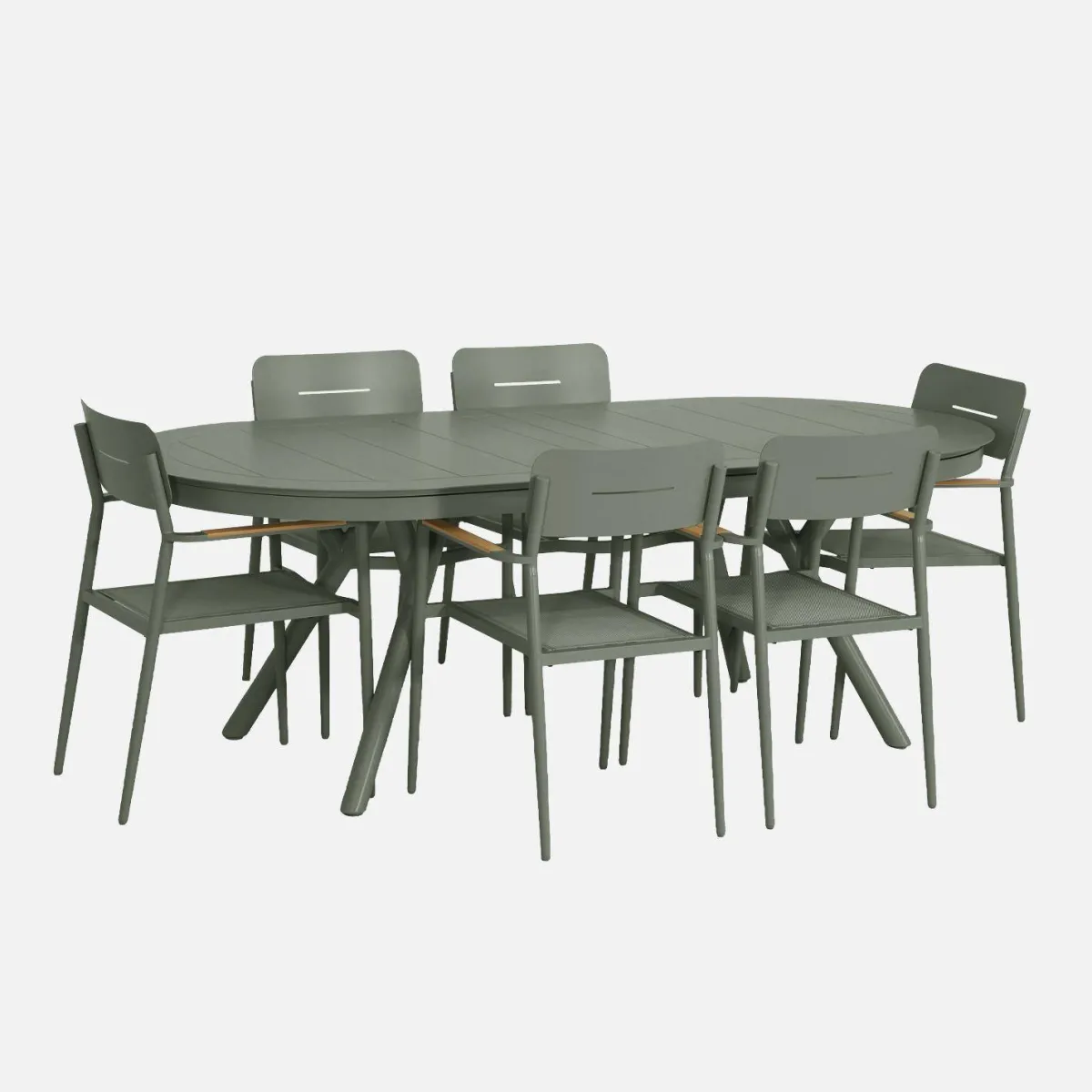 sweeek Set tavolo da giardino ovale allungabile in alluminio con 6 sedie