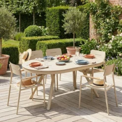 sweeek Set tavolo da giardino ovale allungabile in alluminio con 6 sedie