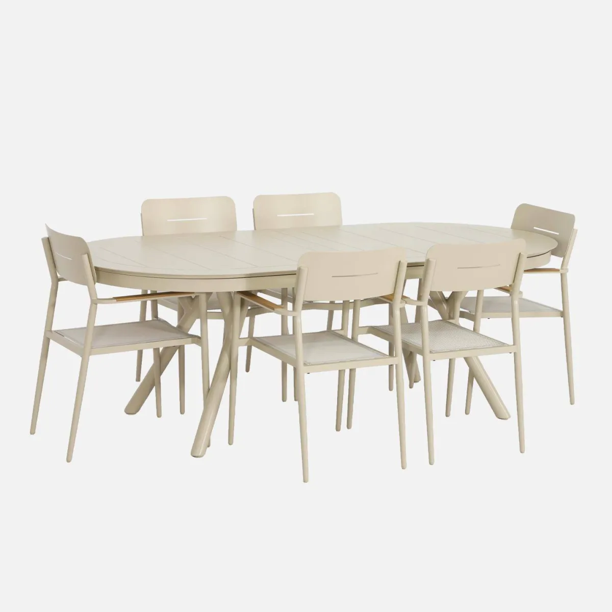 sweeek Set tavolo da giardino ovale allungabile in alluminio con 6 sedie