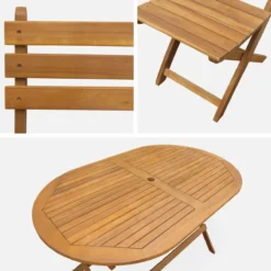 sweeek Set tavolo da giardino ovale in legno con 6 sedie