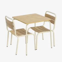 sweeek Set tavolo da giardino per bambini in acciaio e legno con 2 sedie