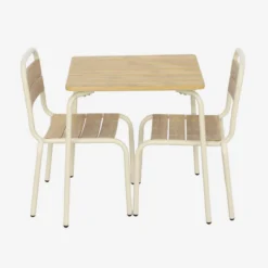 sweeek Set tavolo da giardino per bambini in acciaio e legno con 2 sedie