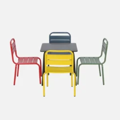 sweeek Set tavolo da giardino per bambini in metallo con 4 sedie