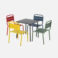 sweeek Set tavolo da giardino per bambini in metallo con 4 sedie