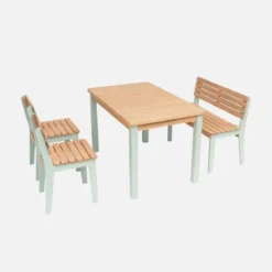 sweeek Set tavolo da giardino per bambini in legno, 4 sedie