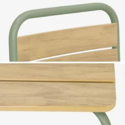 Set tavolo da giardino per bambini in acciaio e decorazione in legno con 4 sedie