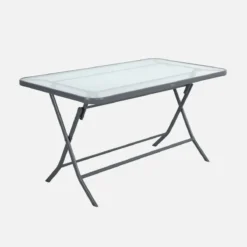sweeek Set tavolo da giardino pieghevole in acciaio con 4 sedie