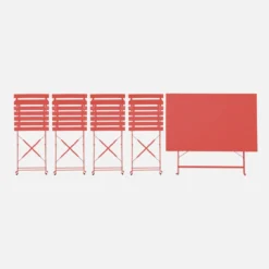 sweeek Set tavolo da giardino pieghevole in acciaio con 4 sedie, 110cm