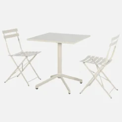 sweeek Set tavolo da giardino pieghevole in metallo con 2 sedie