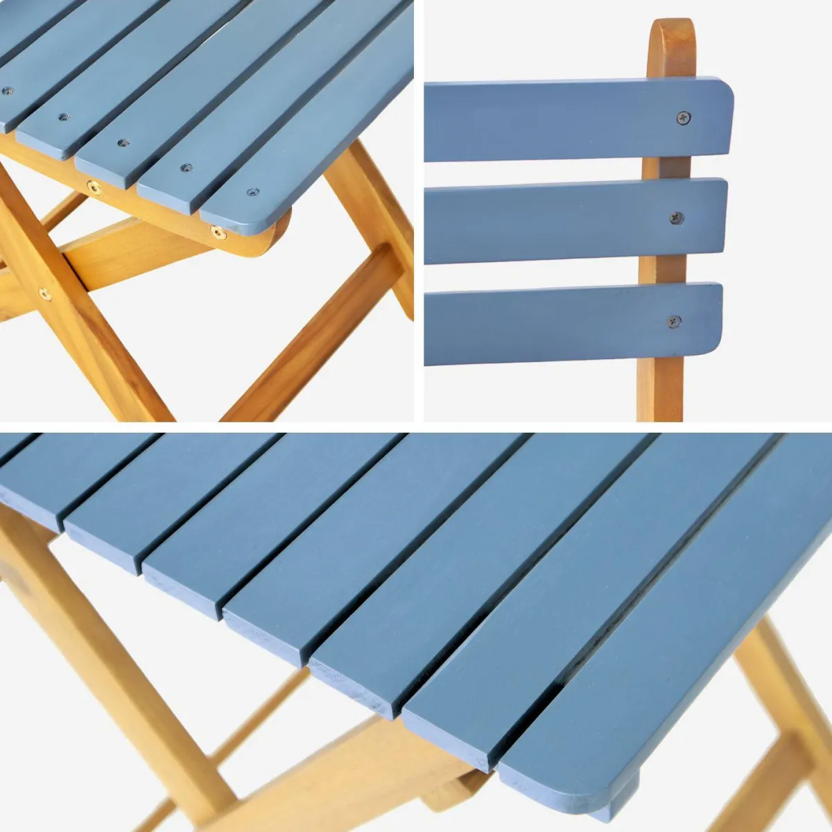 sweeek Set tavolo da giardino pieghevole in legno di acacia con 2 sedie