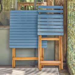 sweeek Set tavolo da giardino pieghevole in legno di acacia con 2 sedie