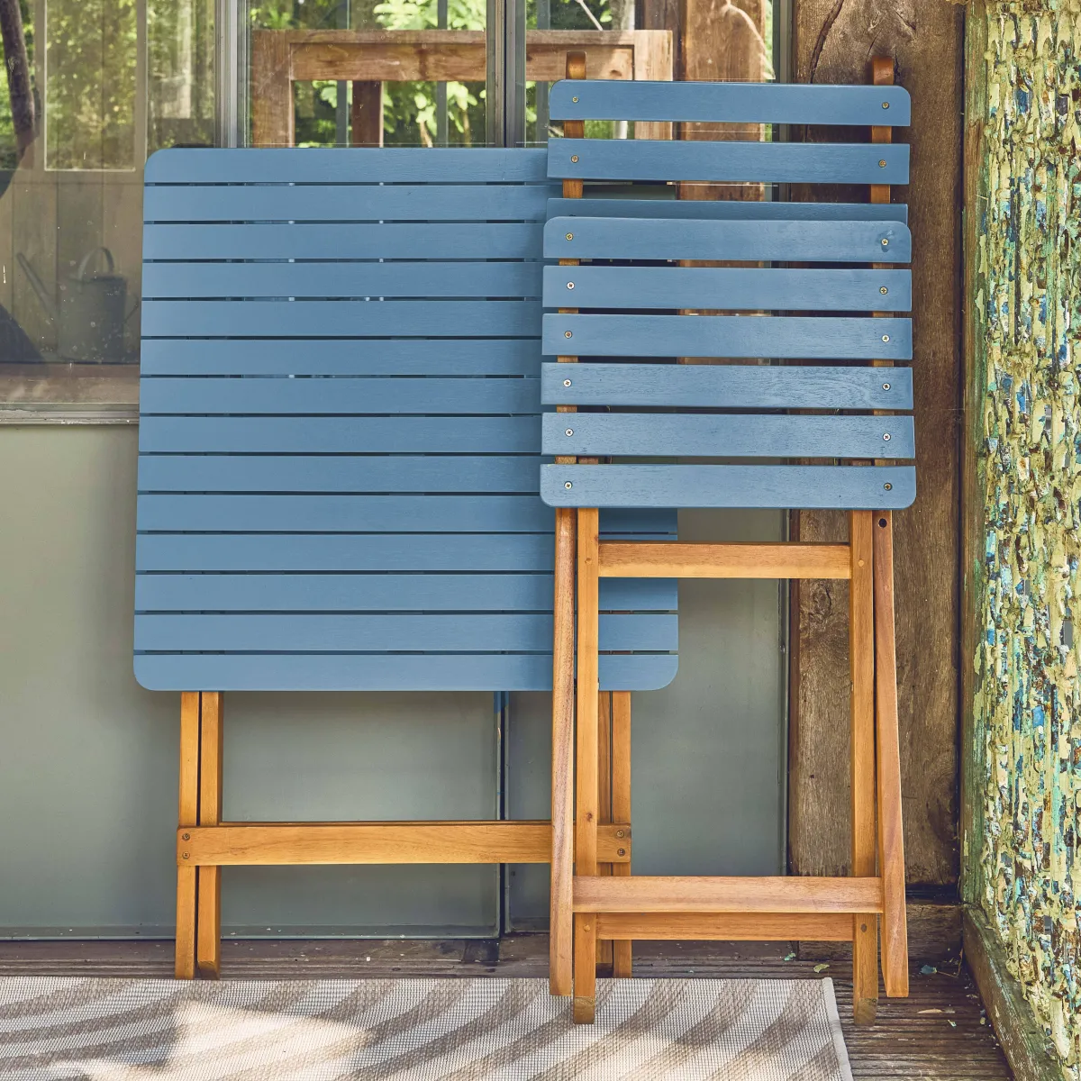 sweeek Set tavolo da giardino pieghevole in legno di acacia con 2 sedie