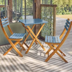 sweeek Set tavolo da giardino pieghevole in legno di acacia con 2 sedie