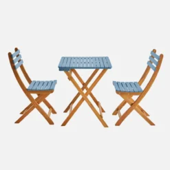 sweeek Set tavolo da giardino pieghevole in legno di acacia con 2 sedie