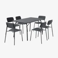 sweeek Set tavolo da giardino pieghevole in metallo con 6 sedie