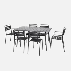 sweeek Set tavolo da giardino pieghevole in acciaio con 2 poltrone e 4 sedie, 140cm
