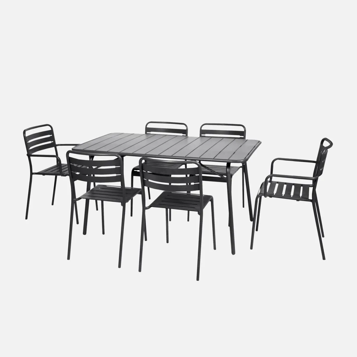 sweeek Set tavolo da giardino pieghevole in acciaio con 2 poltrone e 4 sedie, 140cm