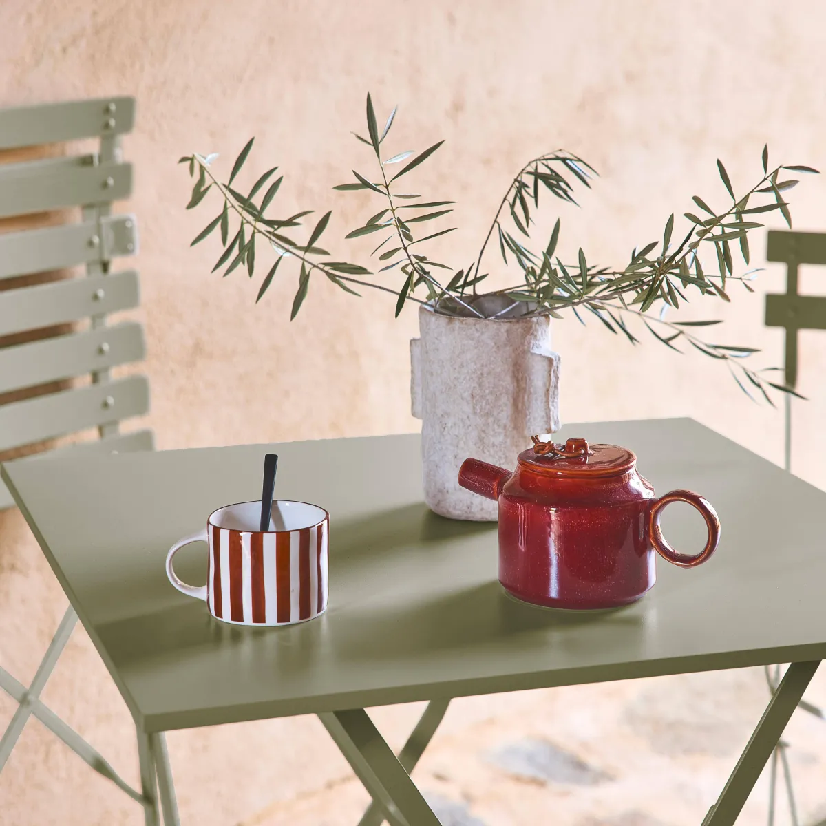 sweeek Set tavolo da giardino pieghevole in acciaio con 2 sedie, 70cm