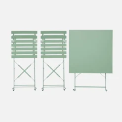 sweeek Set tavolo da giardino pieghevole in acciaio con 2 sedie, 70cm
