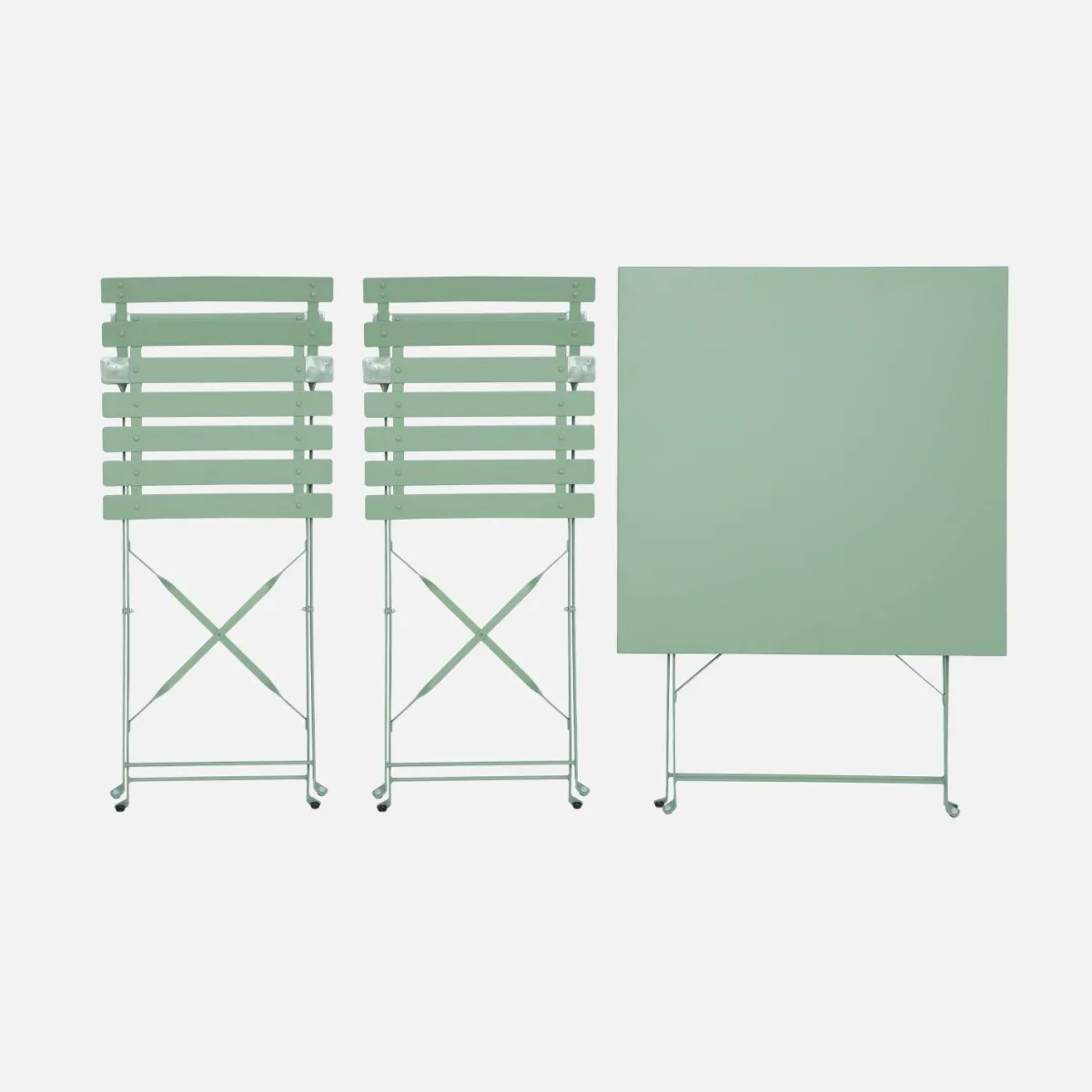 sweeek Set tavolo da giardino pieghevole in acciaio con 2 sedie, 70cm