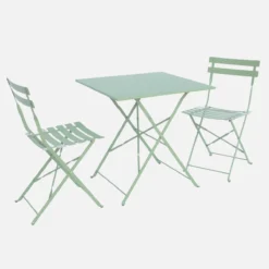 sweeek Set tavolo da giardino pieghevole in acciaio con 2 sedie, 70cm