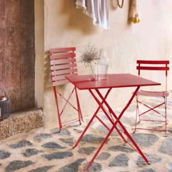 sweeek Set tavolo da giardino pieghevole in acciaio con 2 sedie, 70cm