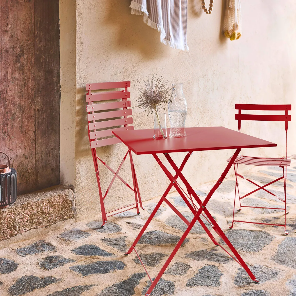 sweeek Set tavolo da giardino pieghevole in acciaio con 2 sedie, 70cm