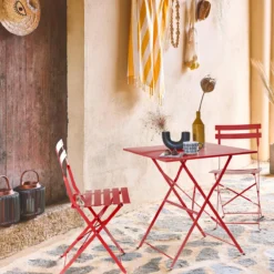 sweeek Set tavolo da giardino pieghevole in acciaio con 2 sedie, 70cm