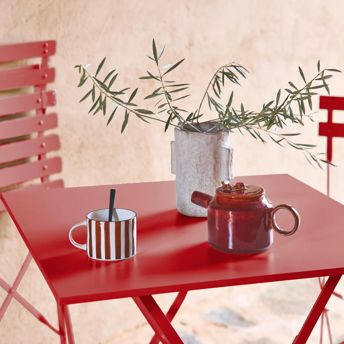 sweeek Set tavolo da giardino pieghevole in acciaio con 2 sedie, 70cm